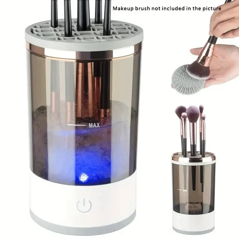 Rechargeable Electric Makeup Brush Cleaner – Quick & Portable USB Brush Washing Machine with 8 Collars