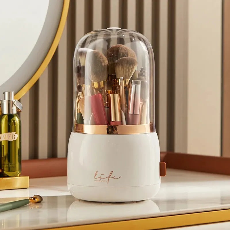 Ultimate Makeup Organizer: Spacious Cosmetic Storage Box for Skin Care & Brush Holders - Perfect for Your Dressing Table!