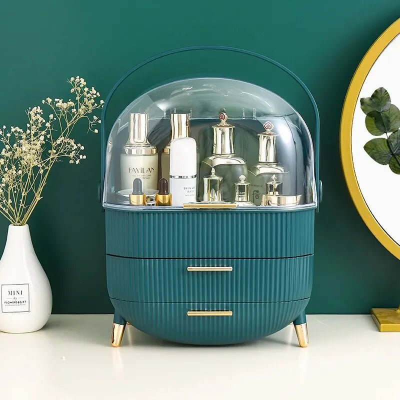 Ultimate Makeup Organizer: Spacious Cosmetic Storage Box for Skin Care & Brush Holders - Perfect for Your Dressing Table!