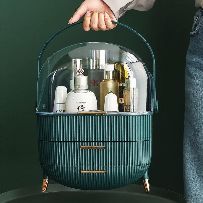Ultimate Makeup Organizer: Spacious Cosmetic Storage Box for Skin Care & Brush Holders - Perfect for Your Dressing Table!