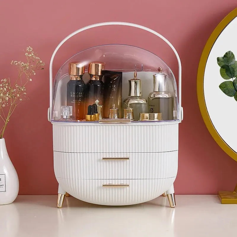 Ultimate Makeup Organizer: Spacious Cosmetic Storage Box for Skin Care & Brush Holders - Perfect for Your Dressing Table!