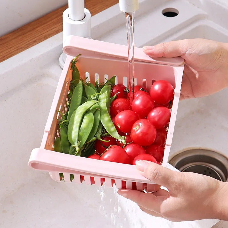 Expandable Fridge Drawer Organizer – Adjustable Refrigerator Storage Basket