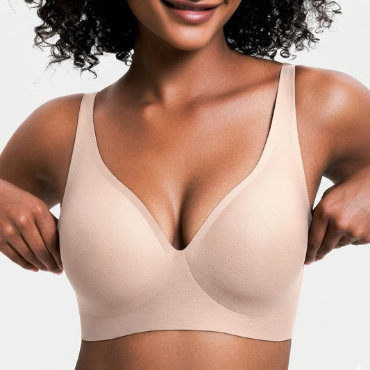 Wireless Seamless Bra for Women, Push Up Deep V Everyday Comfort