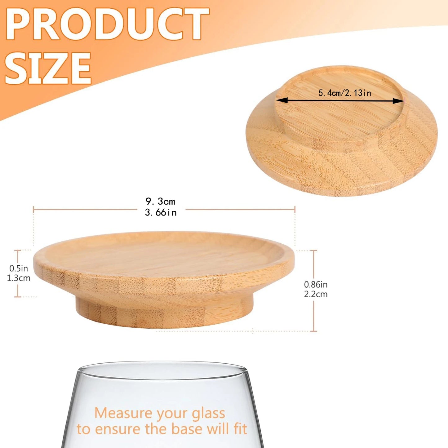 Bamboo Wine Glass Topper Charcuterie Plates – 1/2/4 Pcs Coaster Boards for Parties, Restaurants & Bars