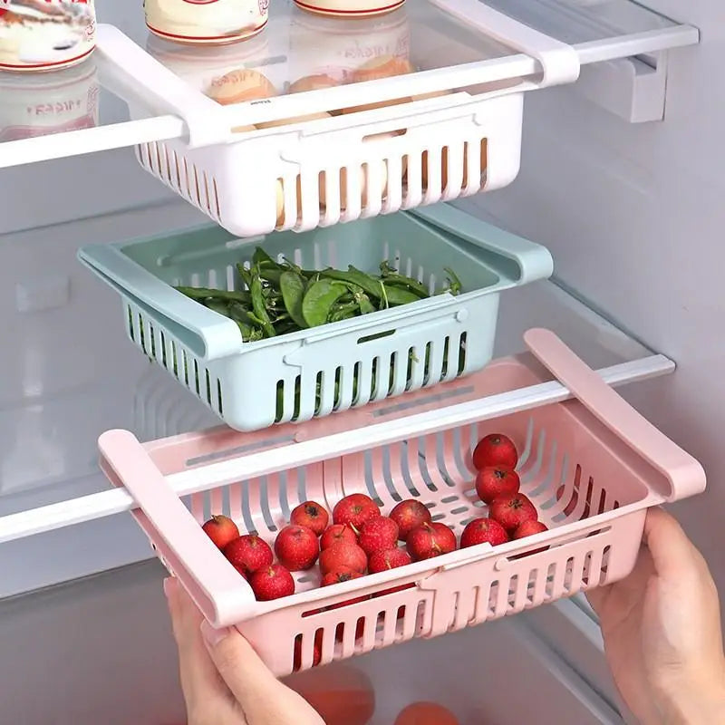 Expandable Fridge Drawer Organizer – Adjustable Refrigerator Storage Basket