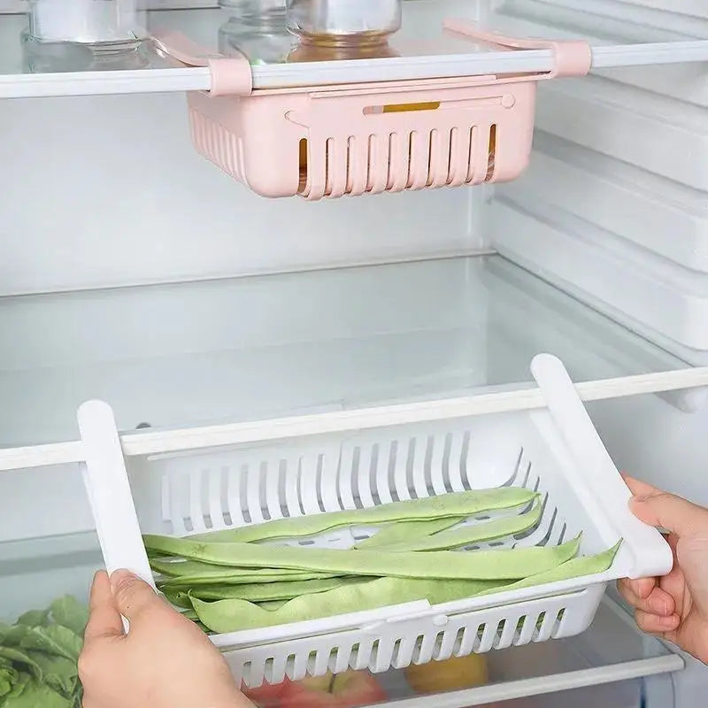 Expandable Fridge Drawer Organizer – Adjustable Refrigerator Storage Basket