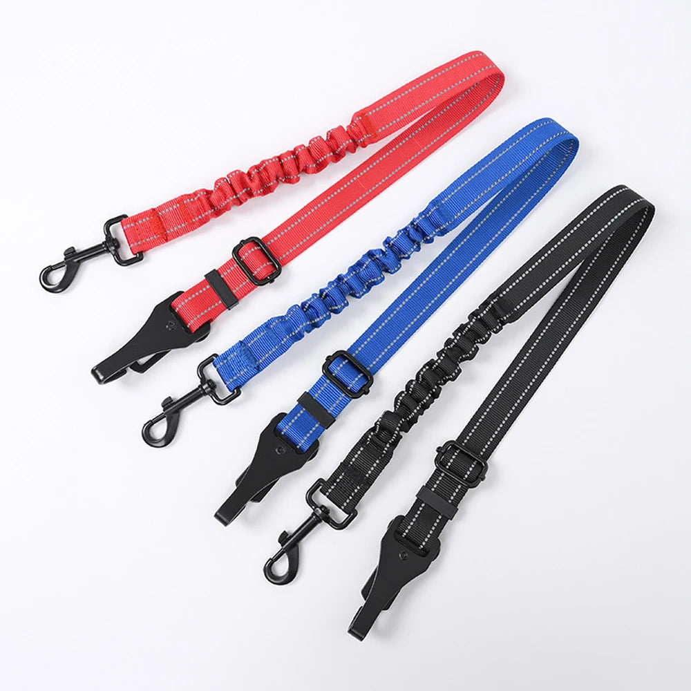 Adjustable Dog Car Seat Belt – Reflective Safety Leash Harness for Small & Large Dogs