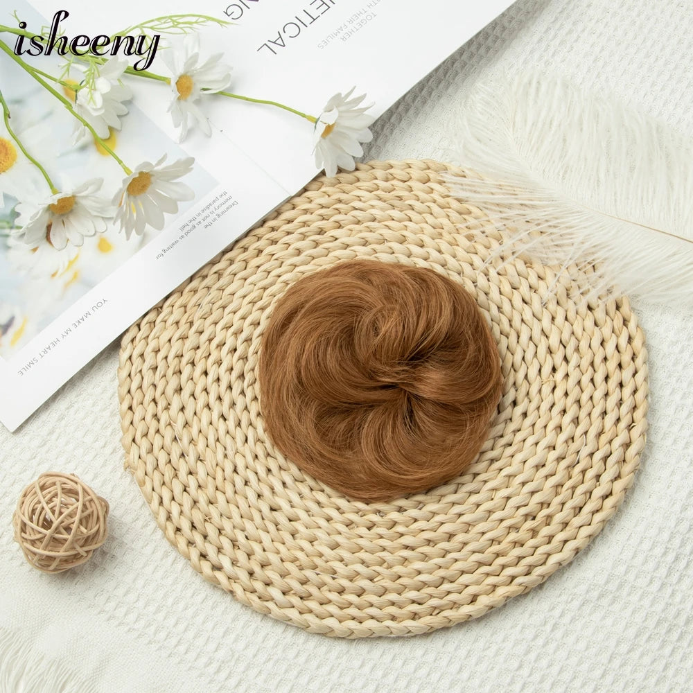 Messy Bun Hair Piece Natural Curly Updo Extension with Elastic Band Ponytail Bun for Women