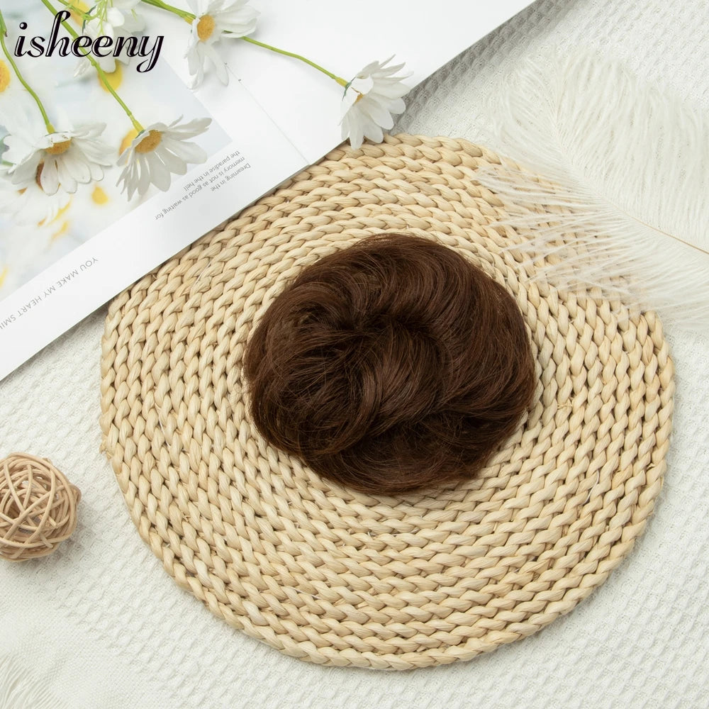 Messy Bun Hair Piece Natural Curly Updo Extension with Elastic Band Ponytail Bun for Women