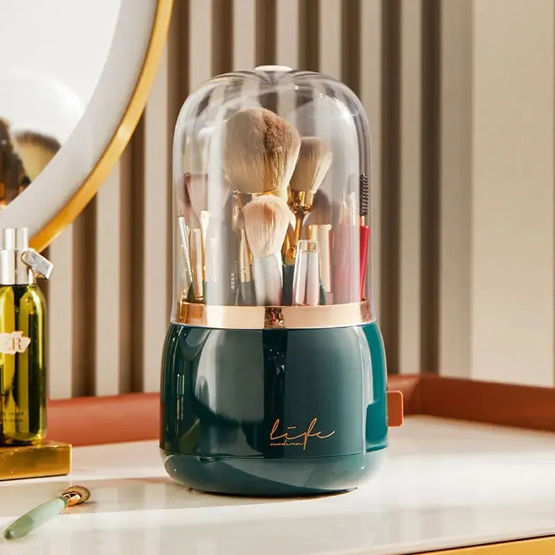 Ultimate Makeup Organizer: Spacious Cosmetic Storage Box for Skin Care & Brush Holders - Perfect for Your Dressing Table!