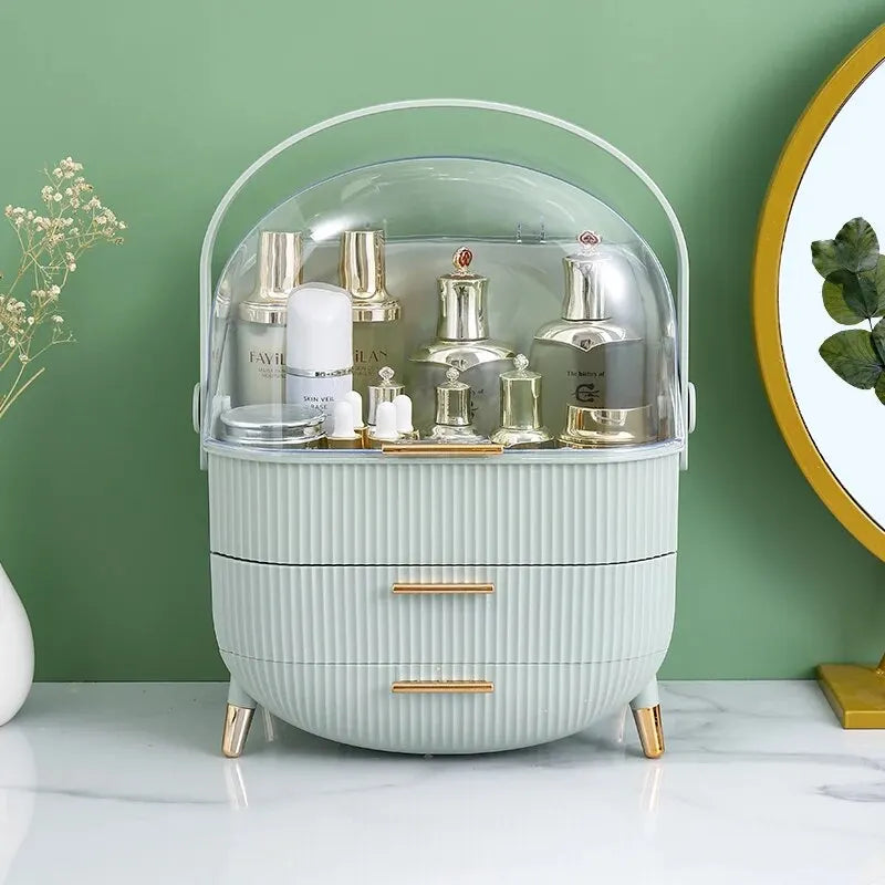 Ultimate Makeup Organizer: Spacious Cosmetic Storage Box for Skin Care & Brush Holders - Perfect for Your Dressing Table!