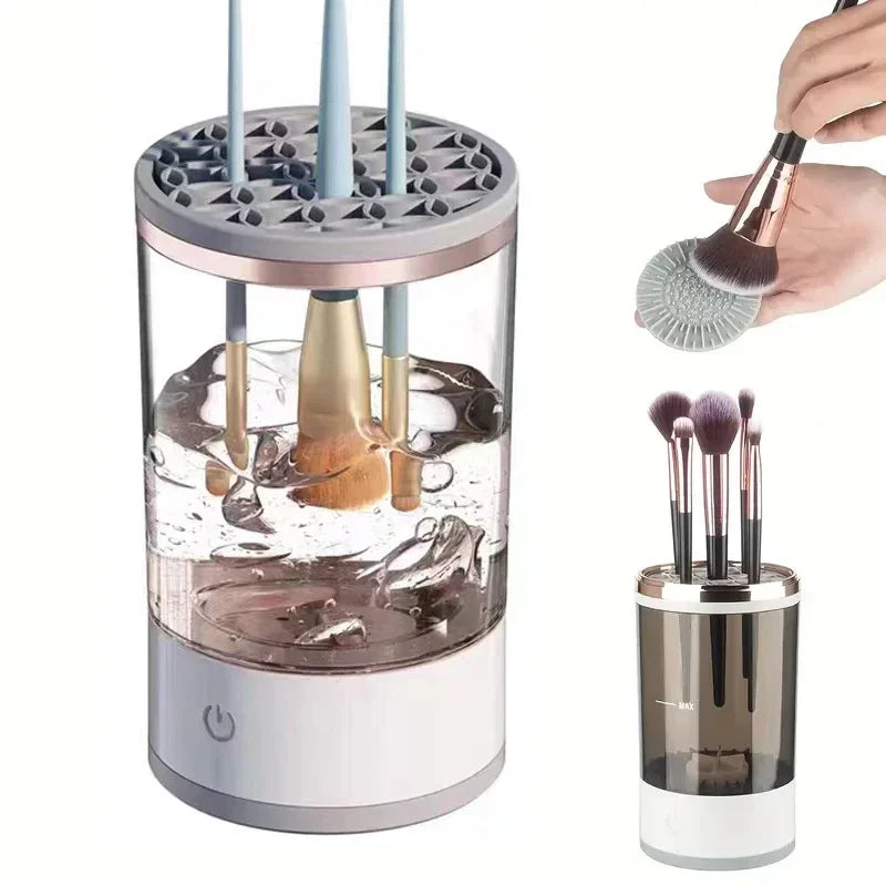 Rechargeable Electric Makeup Brush Cleaner – Quick & Portable USB Brush Washing Machine with 8 Collars