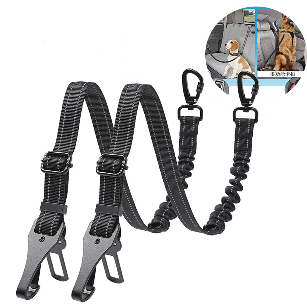 Adjustable Dog Car Seat Belt – Reflective Safety Leash Harness for Small & Large Dogs