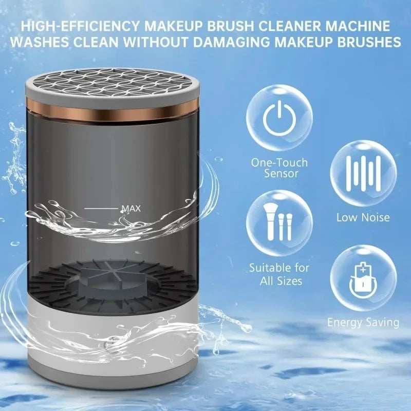 Rechargeable Electric Makeup Brush Cleaner – Quick & Portable USB Brush Washing Machine with 8 Collars