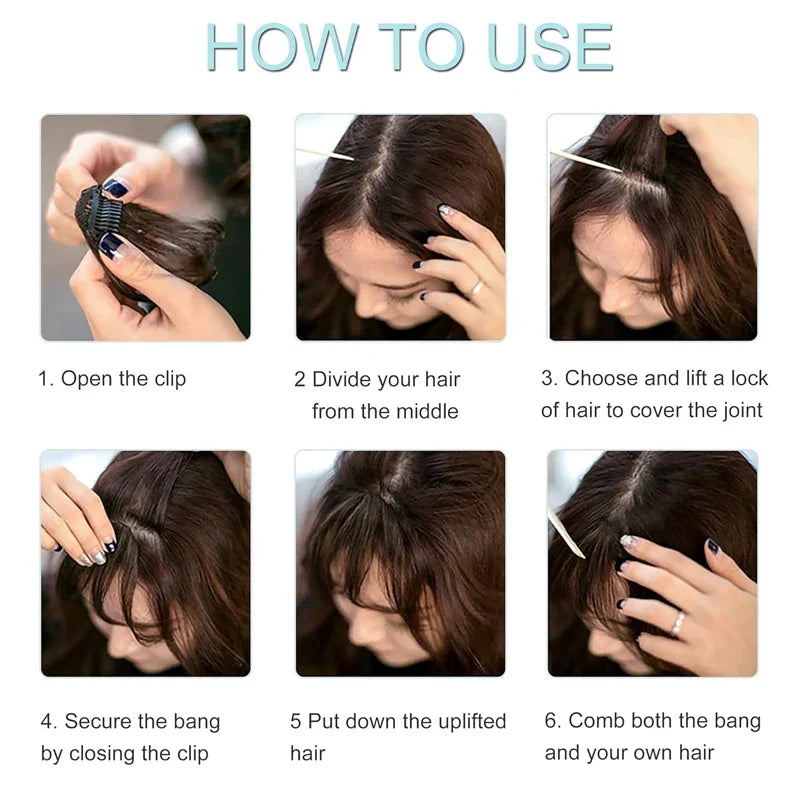 Invisible Air Bangs Clip-In – 100% Human Hair Fringe Extension for Women, Natural Look Styling Piece