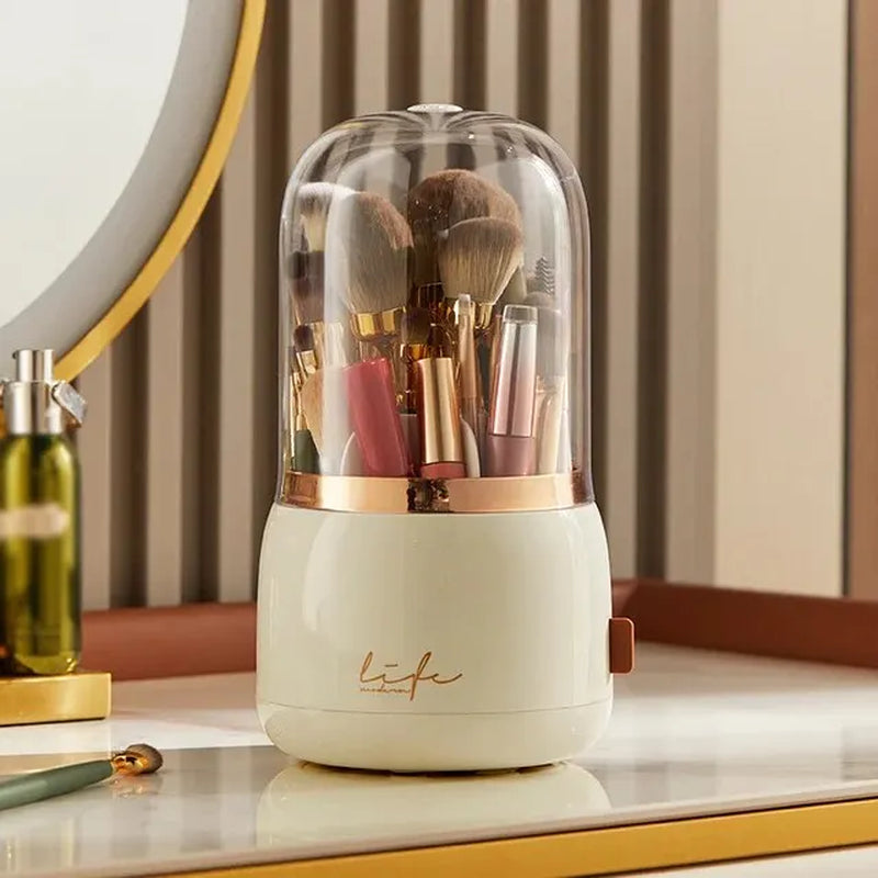 Ultimate Makeup Organizer: Spacious Cosmetic Storage Box for Skin Care & Brush Holders - Perfect for Your Dressing Table!