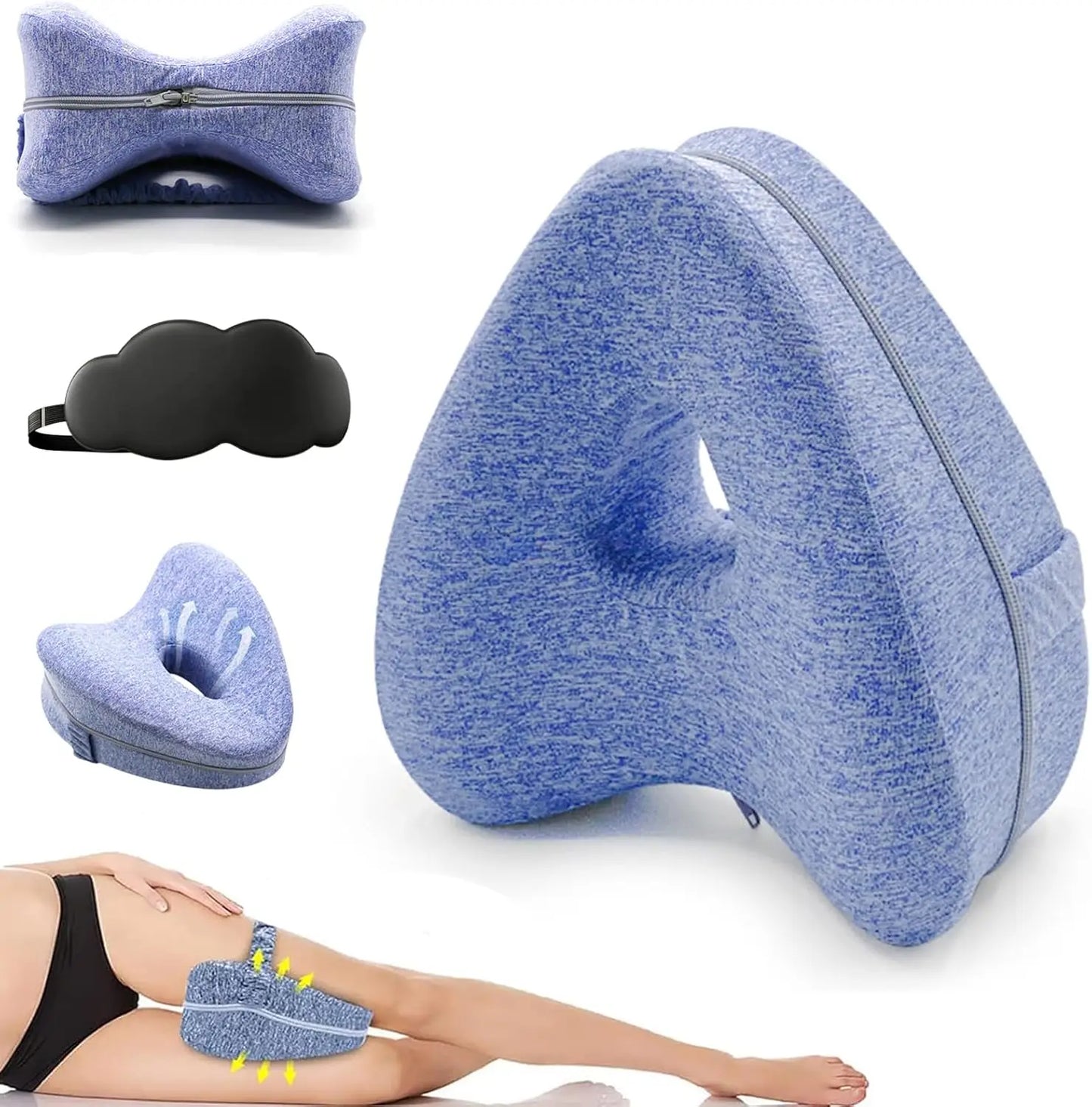 Leg Alignment Orthopedic Pillow for Side Sleepers – Sciatica & Hip Pain Relief | Revoget Memory Foam Support Cushion