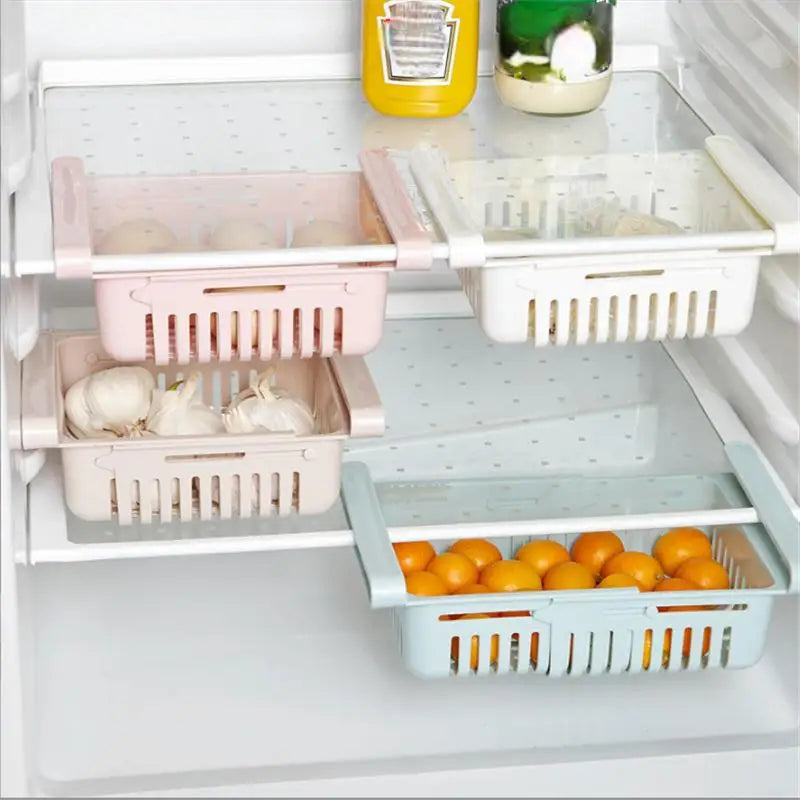 Expandable Fridge Drawer Organizer – Adjustable Refrigerator Storage Basket