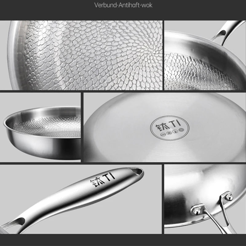 Luxury Titanium Frying Pan – Ultra-Strong, Naturally Non-Stick, Uncoated Cookware (3 Sizes)