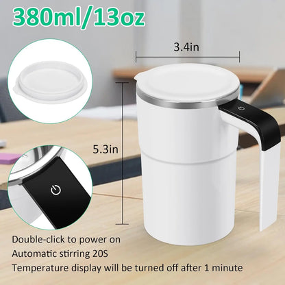 Smart Self-Stirring Coffee Mug – USB Rechargeable Magnetic Thermal Cup with LCD Display