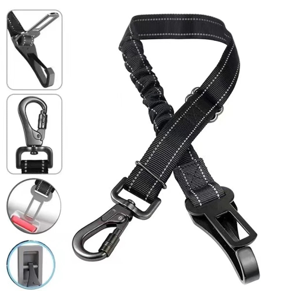 Adjustable Dog Car Seat Belt – Reflective Safety Leash Harness for Small & Large Dogs
