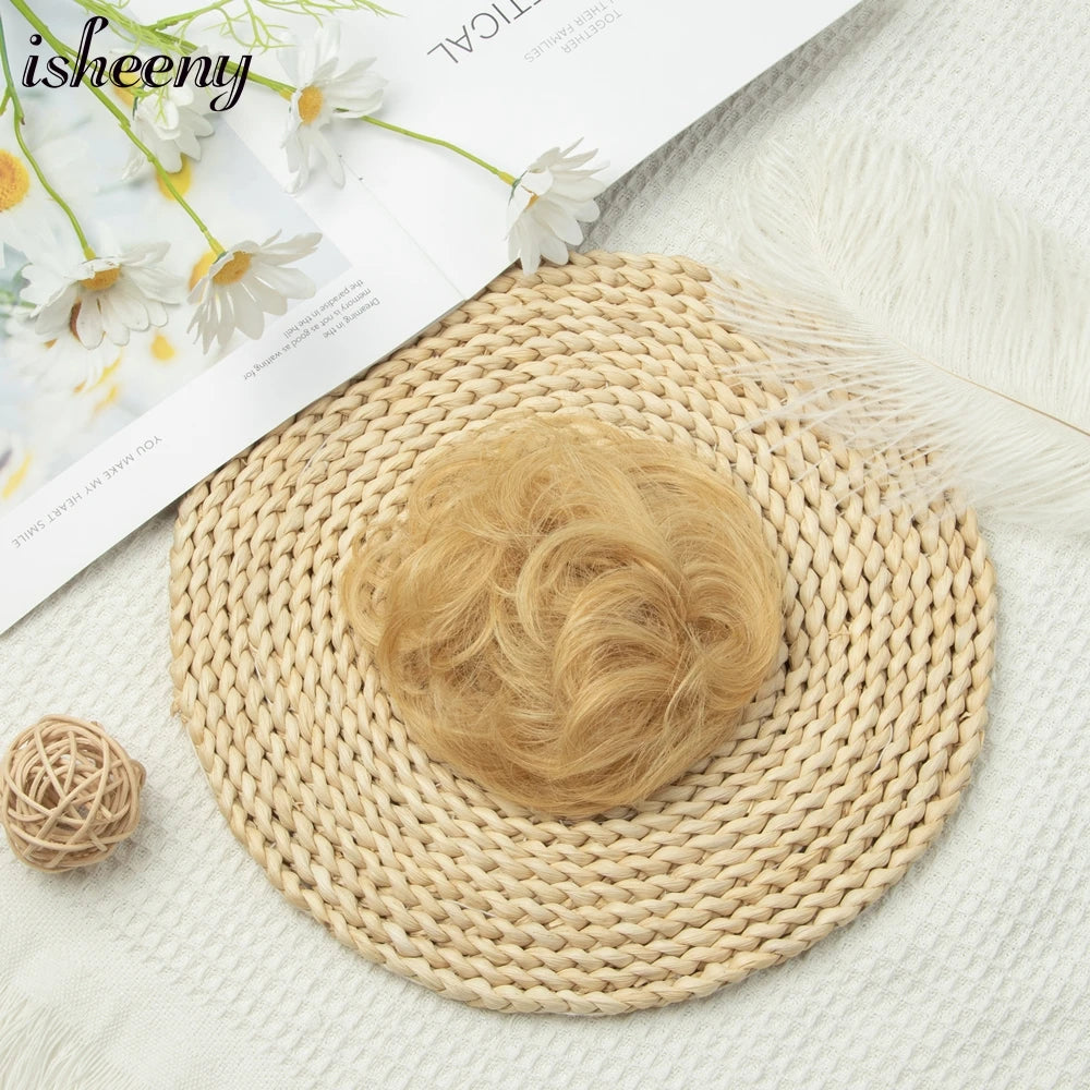 Messy Bun Hair Piece Natural Curly Updo Extension with Elastic Band Ponytail Bun for Women