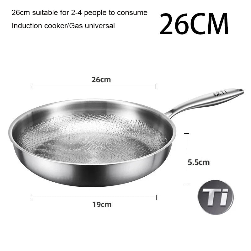 Luxury Titanium Frying Pan – Ultra-Strong, Naturally Non-Stick, Uncoated Cookware (3 Sizes)