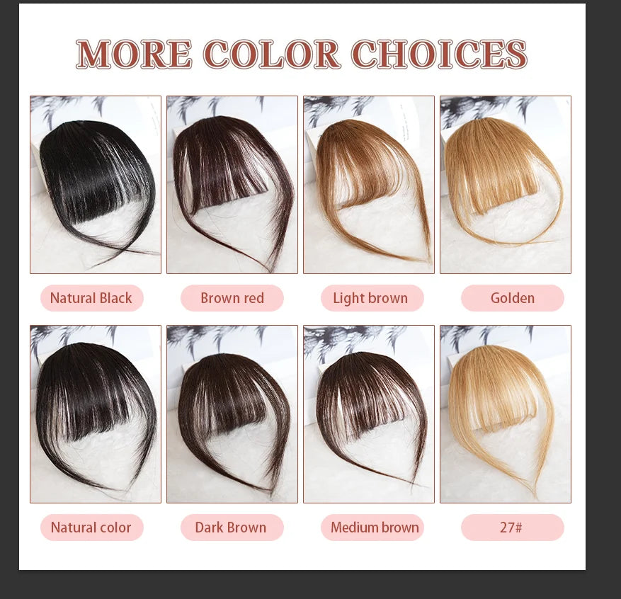 Invisible Air Bangs Clip-In – 100% Human Hair Fringe Extension for Women, Natural Look Styling Piece