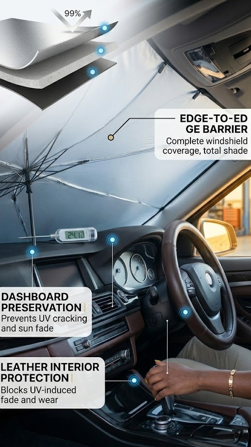 Ultimate Car Sunshade Umbrella - Foldable Heat & UV Protector for Your Windscreen
