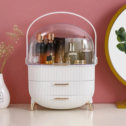 Ultimate Makeup Organizer: Spacious Cosmetic Storage Box for Skin Care & Brush Holders - Perfect for Your Dressing Table!