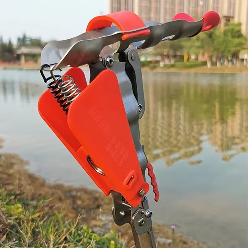 Experience Effortless Fishing with Our Automatic Double Spring Angle Fishing Pole Holder - Foldable, Anti-Rust Steel Design!
