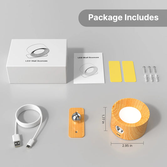 1Pc/2Pcs LED Wall Sconces, 3 Brightness Levels 3 Color Modes Wall Lights, Battery Operated 360° Rotatable Touch Control Wall Lam