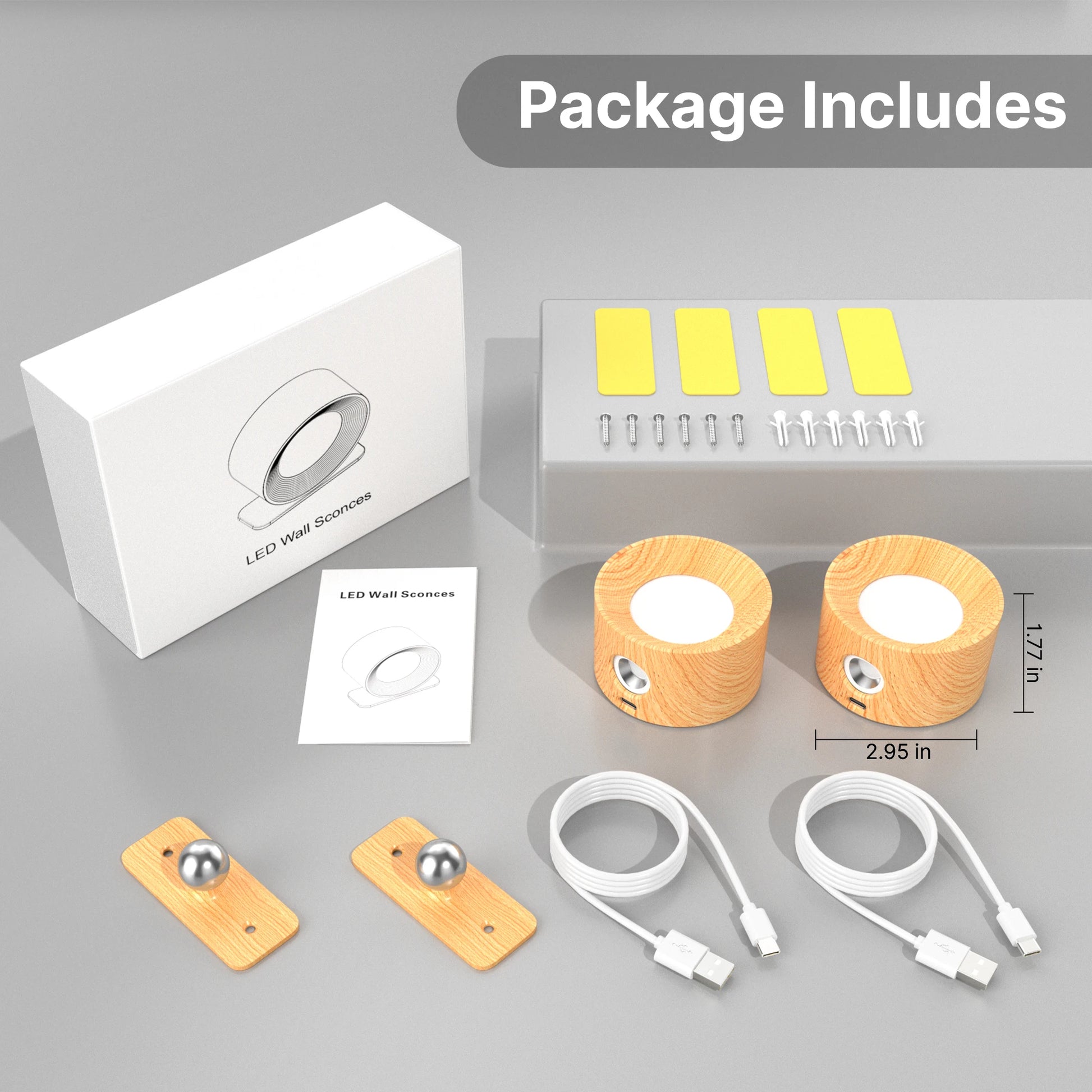 1Pc/2Pcs LED Wall Sconces, 3 Brightness Levels 3 Color Modes Wall Lights, Battery Operated 360° Rotatable Touch Control Wall Lam