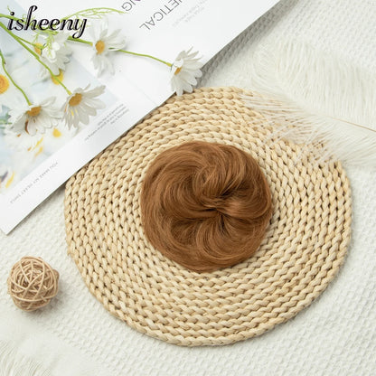 Messy Bun Hair Piece Natural Curly Updo Extension with Elastic Band Ponytail Bun for Women