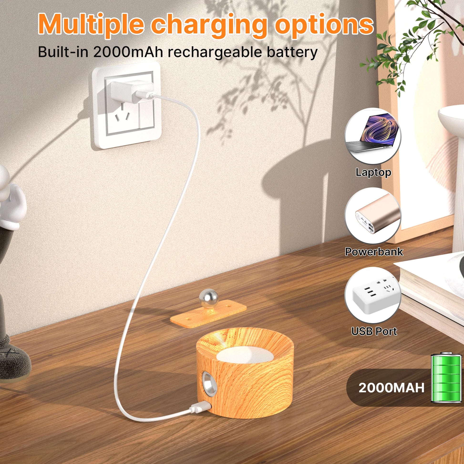 1Pc/2Pcs LED Wall Sconces, 3 Brightness Levels 3 Color Modes Wall Lights, Battery Operated 360° Rotatable Touch Control Wall Lam