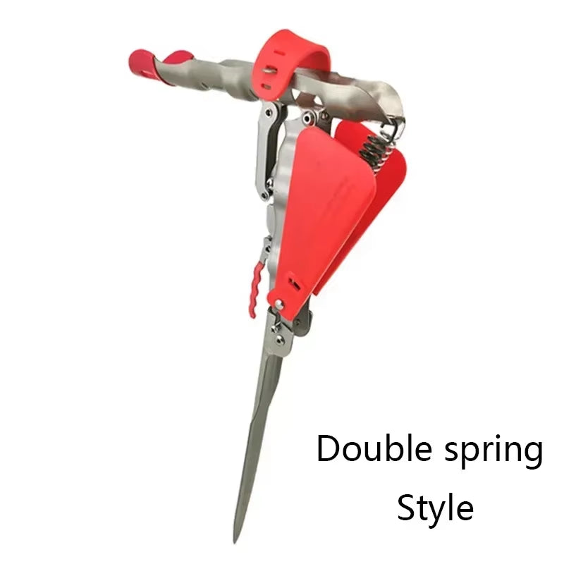 Experience Effortless Fishing with Our Automatic Double Spring Angle Fishing Pole Holder - Foldable, Anti-Rust Steel Design!