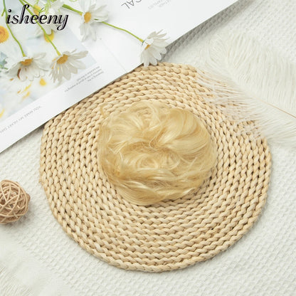 Messy Bun Hair Piece Natural Curly Updo Extension with Elastic Band Ponytail Bun for Women