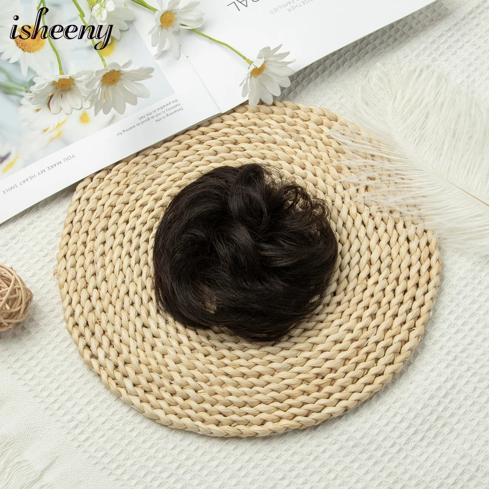 Messy Bun Hair Piece Natural Curly Updo Extension with Elastic Band Ponytail Bun for Women