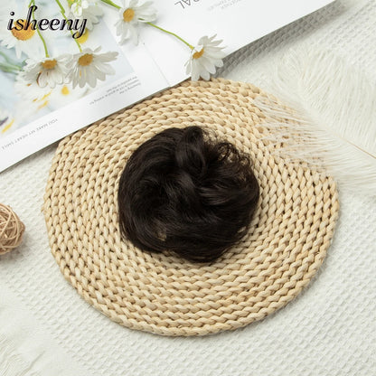 Messy Bun Hair Piece Natural Curly Updo Extension with Elastic Band Ponytail Bun for Women