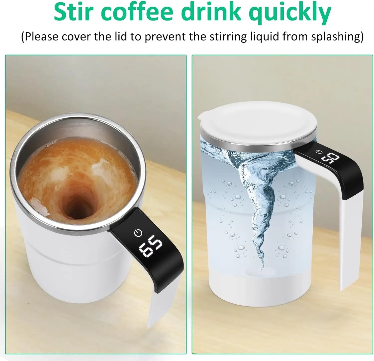 Smart Self-Stirring Coffee Mug – USB Rechargeable Magnetic Thermal Cup with LCD Display