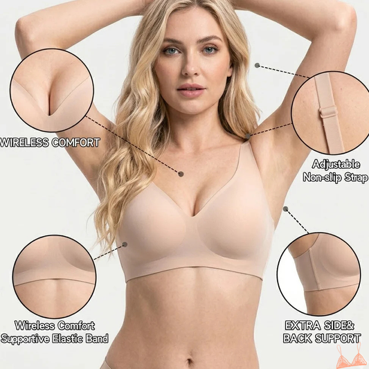 Wireless Seamless Bra for Women, Push Up Deep V Everyday Comfort