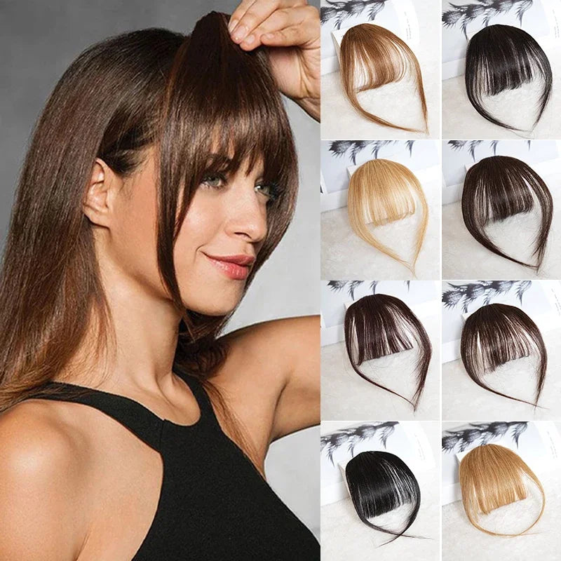 Invisible Air Bangs Clip-In – 100% Human Hair Fringe Extension for Women, Natural Look Styling Piece