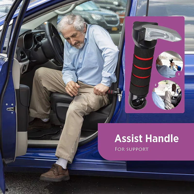 Revolutionary Portable Car Door Assist Handle - Perfect for Seniors with Built-in Seat Belt Cutter and Window Breaker