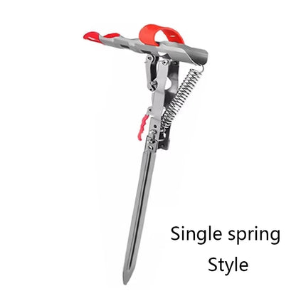 Experience Effortless Fishing with Our Automatic Double Spring Angle Fishing Pole Holder - Foldable, Anti-Rust Steel Design!