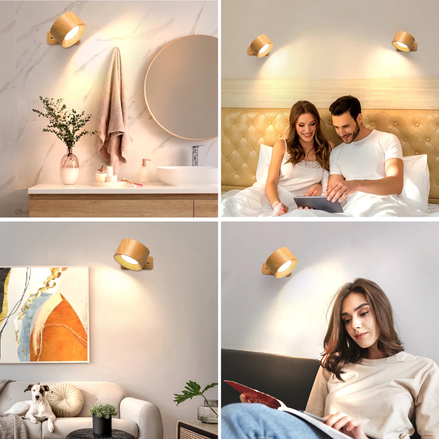 1Pc/2Pcs LED Wall Sconces, 3 Brightness Levels 3 Color Modes Wall Lights, Battery Operated 360° Rotatable Touch Control Wall Lam