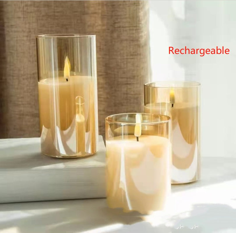 Rechargeable Flameless LED Aroma Candle – Realistic Flicker with Soothing Scent Diffuser