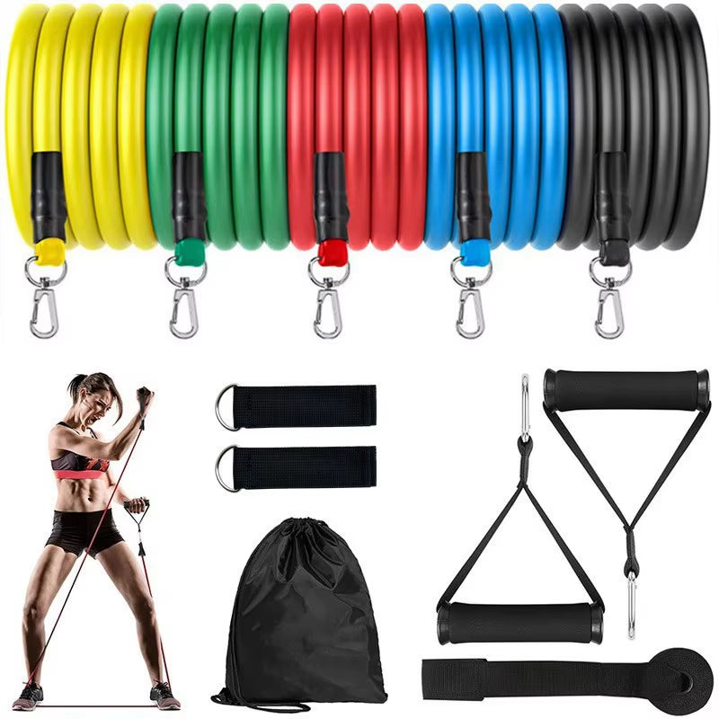 11 Pcs/Set Tension Rope Elastic Multifunctional Tension Belt Set Fitness Tension Rope Men'S and Women'S Training Ropes